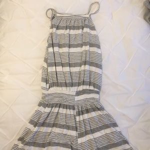 GREY AND WHITE STRIPED ROMPER